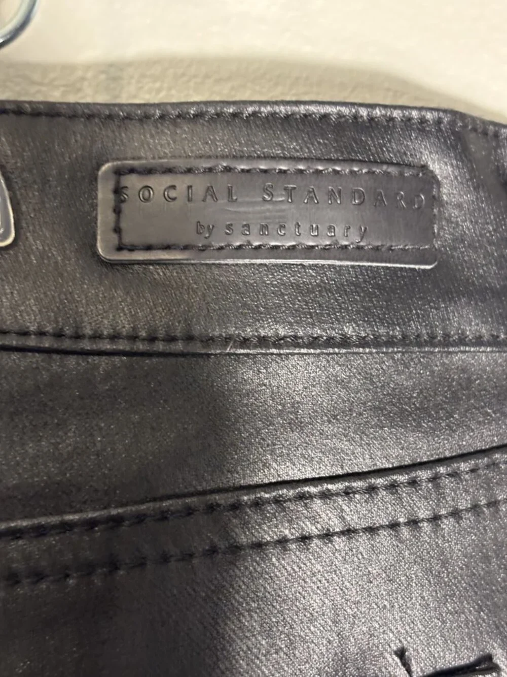 Social Standard By Sanctuary Black Faux Leather Ankle Skinny Pants Size 16 - Picture 8 of 13